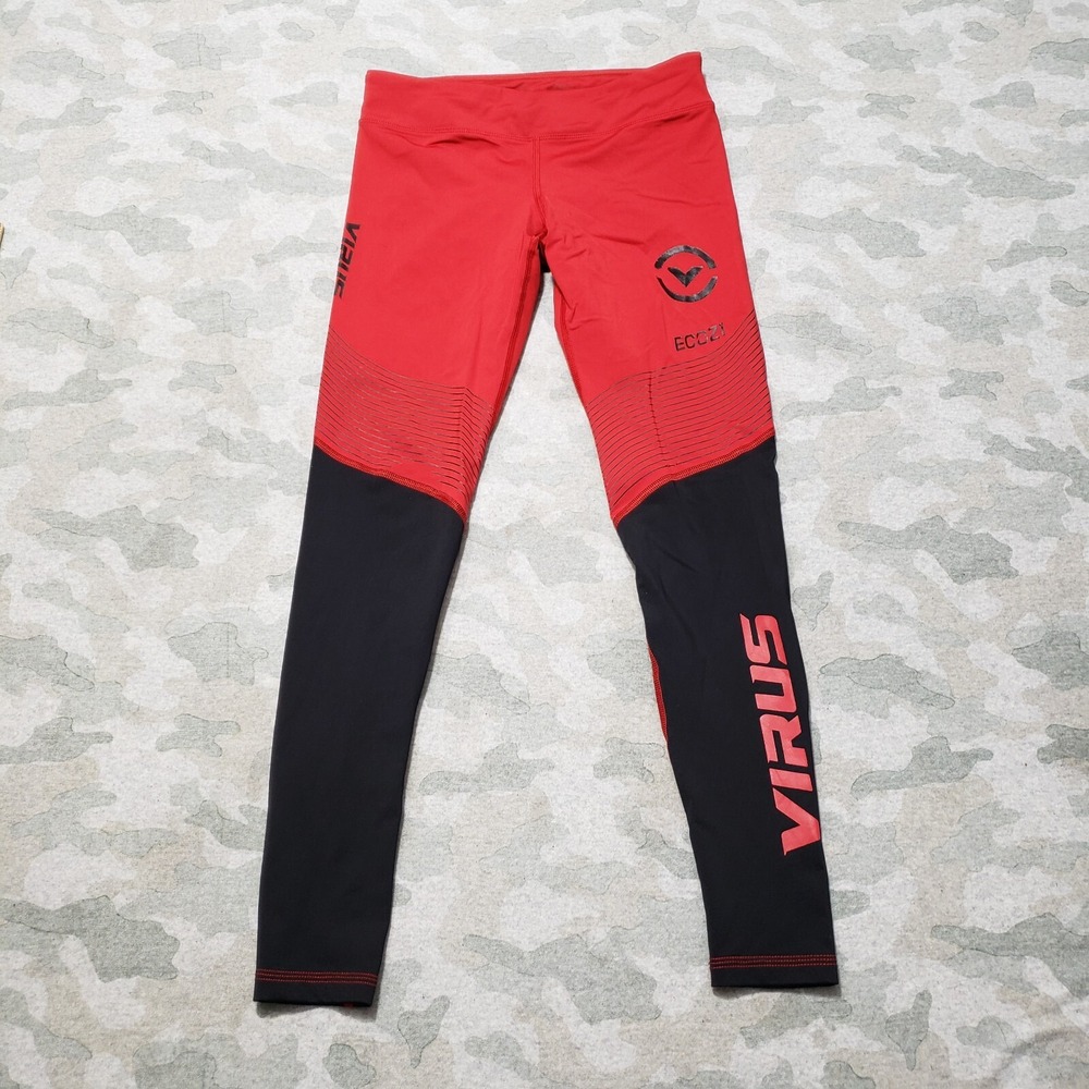 Virus Leggings Womens‎ Small Red Pull On Drawstring Gym Fitness